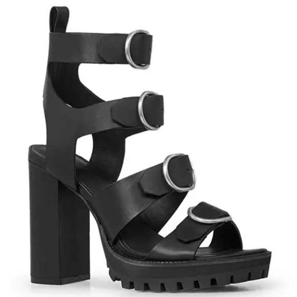 All Saints Osuna buckle chunky heel platform heels eu 40 us 10 - Picture 2 of 6
